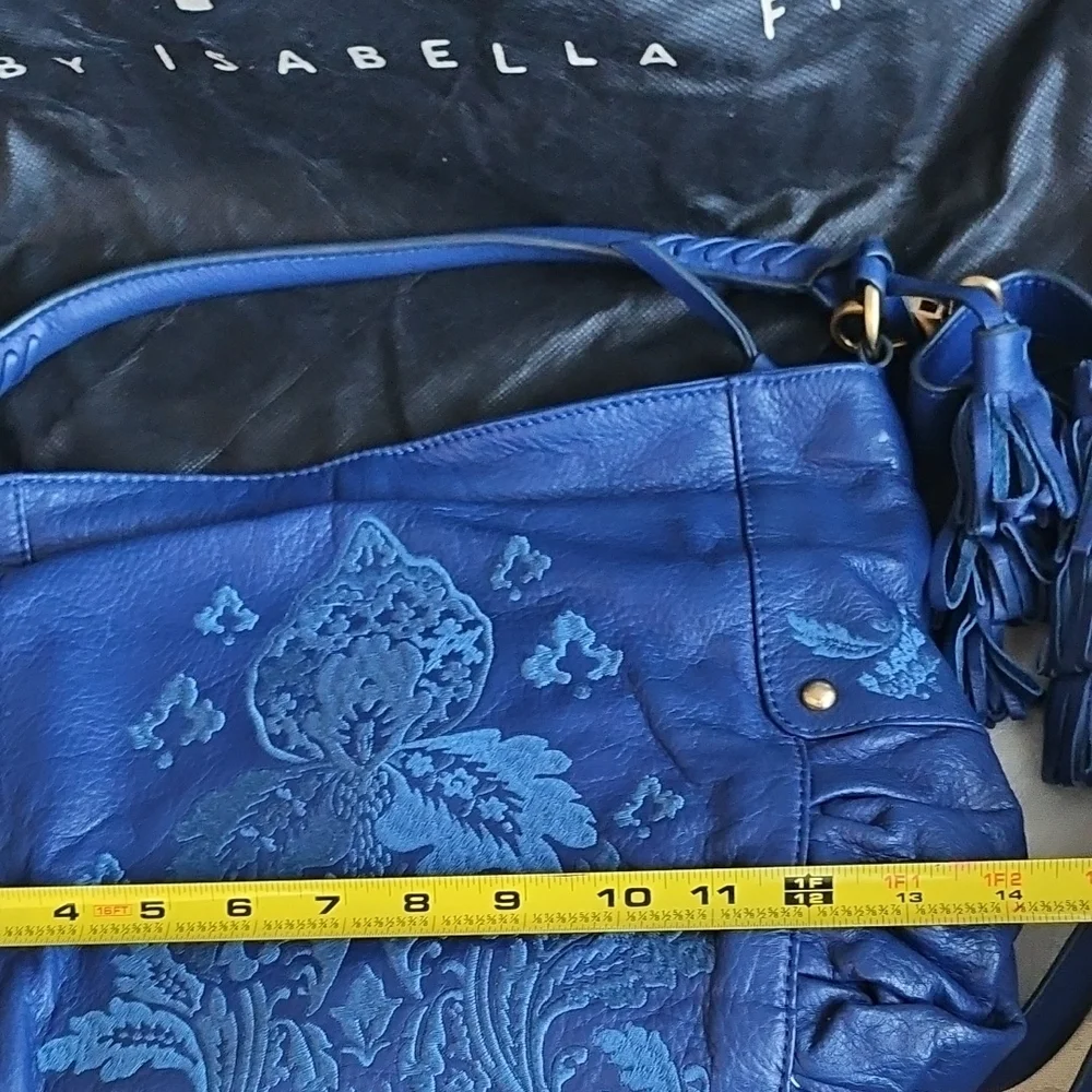 Fiore By Isabella Fiore Cobalt Blue Embroidered Leather Bag - Picture 8 of 12